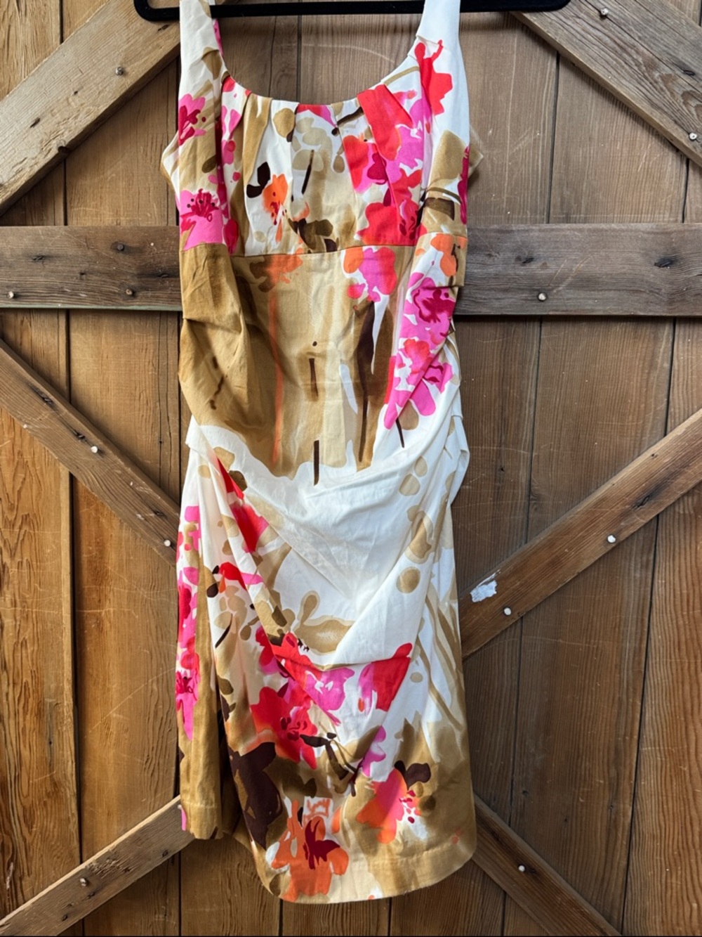 Suzi Chin for Maggy Boutique Floral Dress in White, Pink & Tan